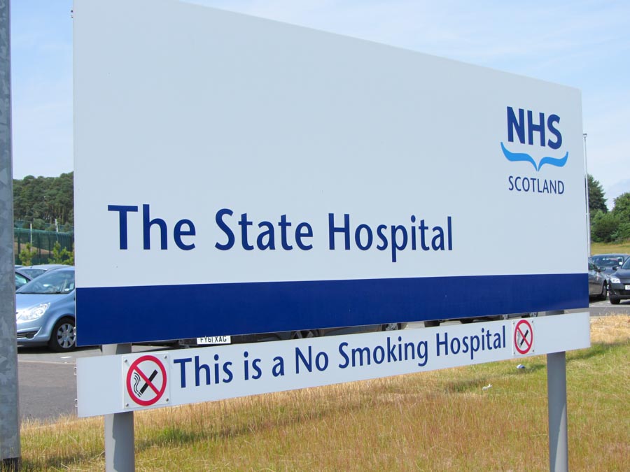 An image of the State Hospital sign.