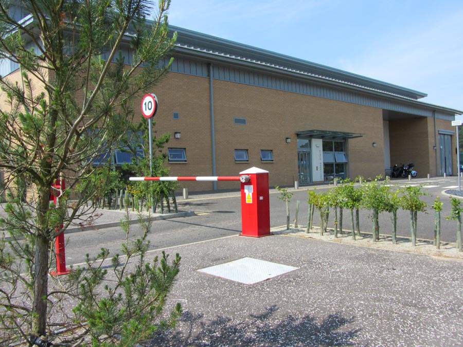 State Hospital front entrance and restricted parking area